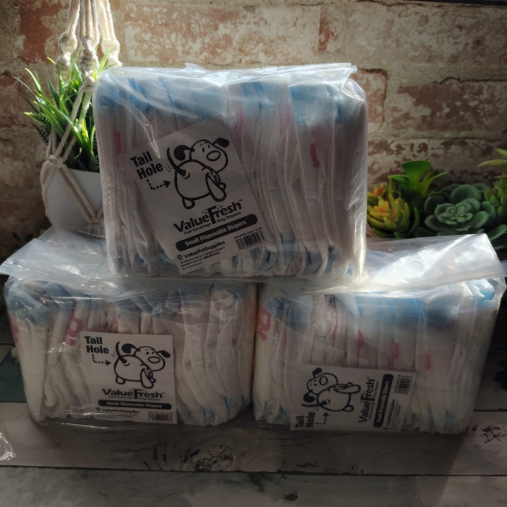 🐕33 Disposable Dog Diapers w/ Tail Hole Small